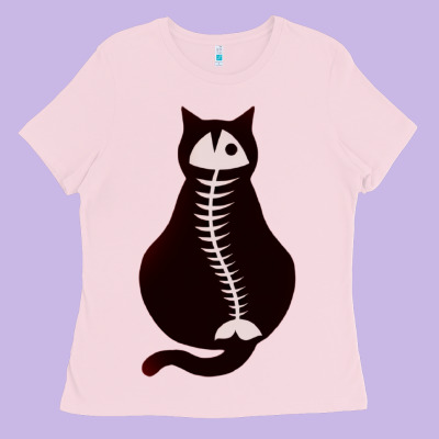 Cat With Fish Bone Ladies Tee Designed By Artisfamous