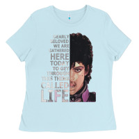 Baby Blue dearly beloved we are gathered here Ladies Tee - artisFamous