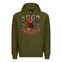 Army Green Food İs My Valentine Premium Hoodie - SublimationCraftShop