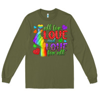 Army Green Western All For Love And Love For All Long Sleeve Tee - BundleAndBundleShop
