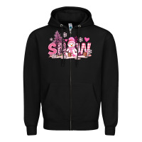 Black pink snowman and snow Zipper Hoodie - AdoDesignShop