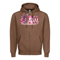 Chestnut pink snowman and snow Zipper Hoodie - AdoDesignShop