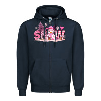 Navy pink snowman and snow Zipper Hoodie - AdoDesignShop