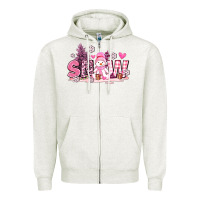 Pink Snowman And Snow Zipper Hoodie | Teevron