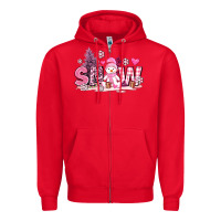 Red pink snowman and snow Zipper Hoodie - AdoDesignShop