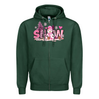 Sports Green pink snowman and snow Zipper Hoodie - AdoDesignShop