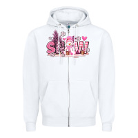 White pink snowman and snow Zipper Hoodie - AdoDesignShop