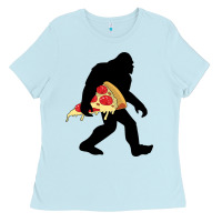 Bigfoot Carrying Pizza Ladies Tee | Teevron