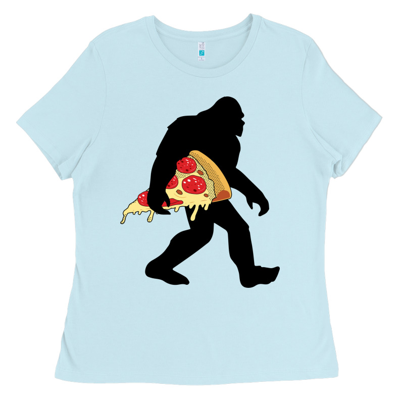 Bigfoot Carrying Pizza Ladies Tee by artisFamous | Teevron