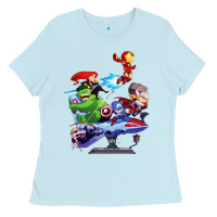 Baby Blue superheroes Ladies Tee - artisFamous