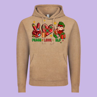 Peace Love Elf Christmas Vintage Hoodie Designed By Bundleandbundleshop