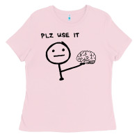 Bubblegum Pink Plz Use It Text Graphic Ladies Tee - artisFamous