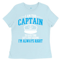 Baby Blue captain funny boating sailing Ladies Tee - artisFamous