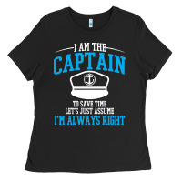 Black captain funny boating sailing Ladies Tee - artisFamous