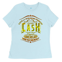 Baby Blue Johnny Cash Music Ladies Tee - artisFamous