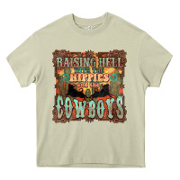 Mossy Raising hell with the hippies and the cowboys Heavy Core Tee - HowdyJamesFarm