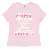 Bubblegum Pink mustang i m a girl who drives a mustang Ladies Tee - artisFamous