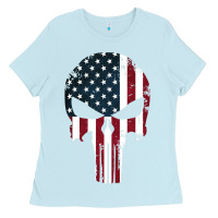 Baby Blue the punisher american flag Ladies Tee - artisFamous