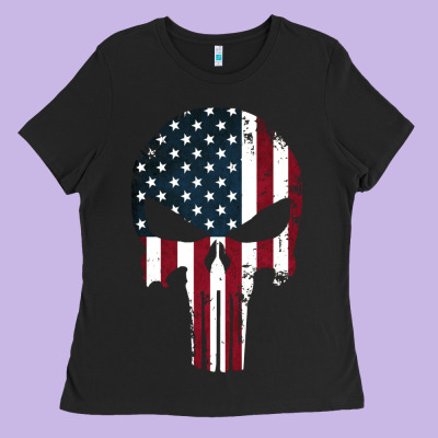 The Punisher American Flag Ladies Tee Designed By Artisfamous