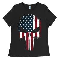 Black the punisher american flag Ladies Tee - artisFamous