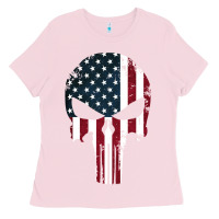 Bubblegum Pink the punisher american flag Ladies Tee - artisFamous