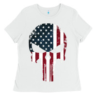 White the punisher american flag Ladies Tee - artisFamous