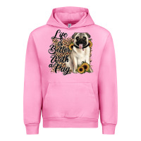 Fuchsia Pink life is better with a pug Urban Hoodie - JahusDesignShop