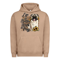 Pigment Burro life is better with a pug Urban Hoodie - JahusDesignShop