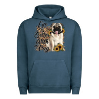 Pigment Midnight Navy life is better with a pug Urban Hoodie - JahusDesignShop