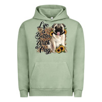 Pigment Oil Green life is better with a pug Urban Hoodie - JahusDesignShop