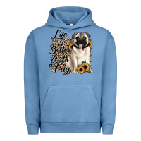Pigment Pebble Blue life is better with a pug Urban Hoodie - JahusDesignShop