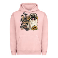 Pigment Salmon life is better with a pug Urban Hoodie - JahusDesignShop