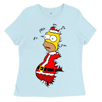 Baby Blue Homer Claus Christmas Ladies Tee - artisFamous