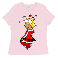 Bubblegum Pink Homer Claus Christmas Ladies Tee - artisFamous