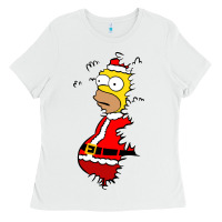 White Homer Claus Christmas Ladies Tee - artisFamous