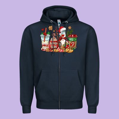 Santa Fuel Coffee Cups Zipper Hoodie Designed By Adodesignshop