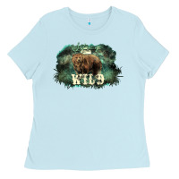 Baby Blue Stay wild night Grizzly Bear Ladies Tee - HowdyJamesFarm