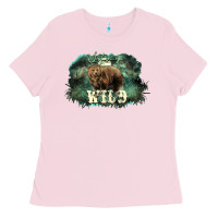 Bubblegum Pink Stay wild night Grizzly Bear Ladies Tee - HowdyJamesFarm