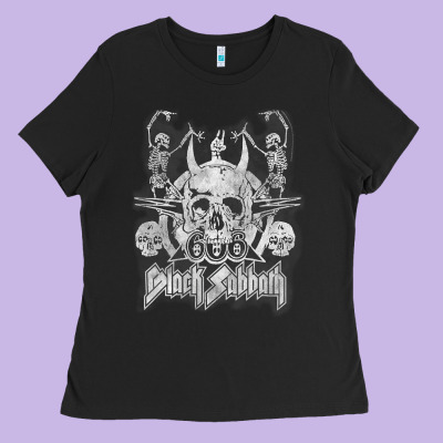 Black Sab.bath Official Vintage Dancing Skele Ladies Tee Designed By Artisfamous