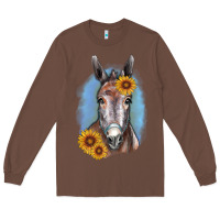 Chestnut Sunflower Donkey Long Sleeve Tee - RanaPortraitStore