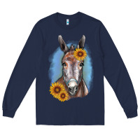 Navy Sunflower Donkey Long Sleeve Tee - RanaPortraitStore