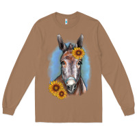 Toasted Coconut Sunflower Donkey Long Sleeve Tee - RanaPortraitStore