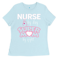Baby Blue nurse by day super mom by night Ladies Tee - artisFamous