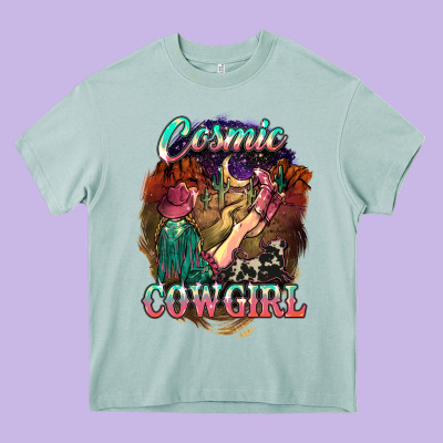 Cosmic Cowgirl Heavy Core Tee Designed By Howdyjamesfarm