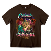 Chocolate Brown Cosmic Cowgirl Heavy Core Tee - HowdyJamesFarm
