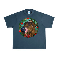 Midnight Navy Longhorn Cow Christmas Urban Heavy Tee - RanaPortraitStore