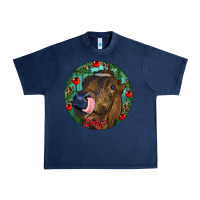 Navy Longhorn Cow Christmas Urban Heavy Tee - RanaPortraitStore