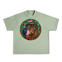 Oil Green Longhorn Cow Christmas Urban Heavy Tee - RanaPortraitStore