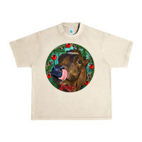 Sandshell Longhorn Cow Christmas Urban Heavy Tee - RanaPortraitStore