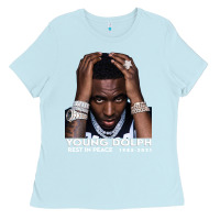 Baby Blue Rest in Peace Young Dolph Ladies Tee - artisFamous